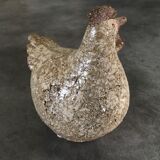 Poule in cracked and enamelled ceramic signed athezza