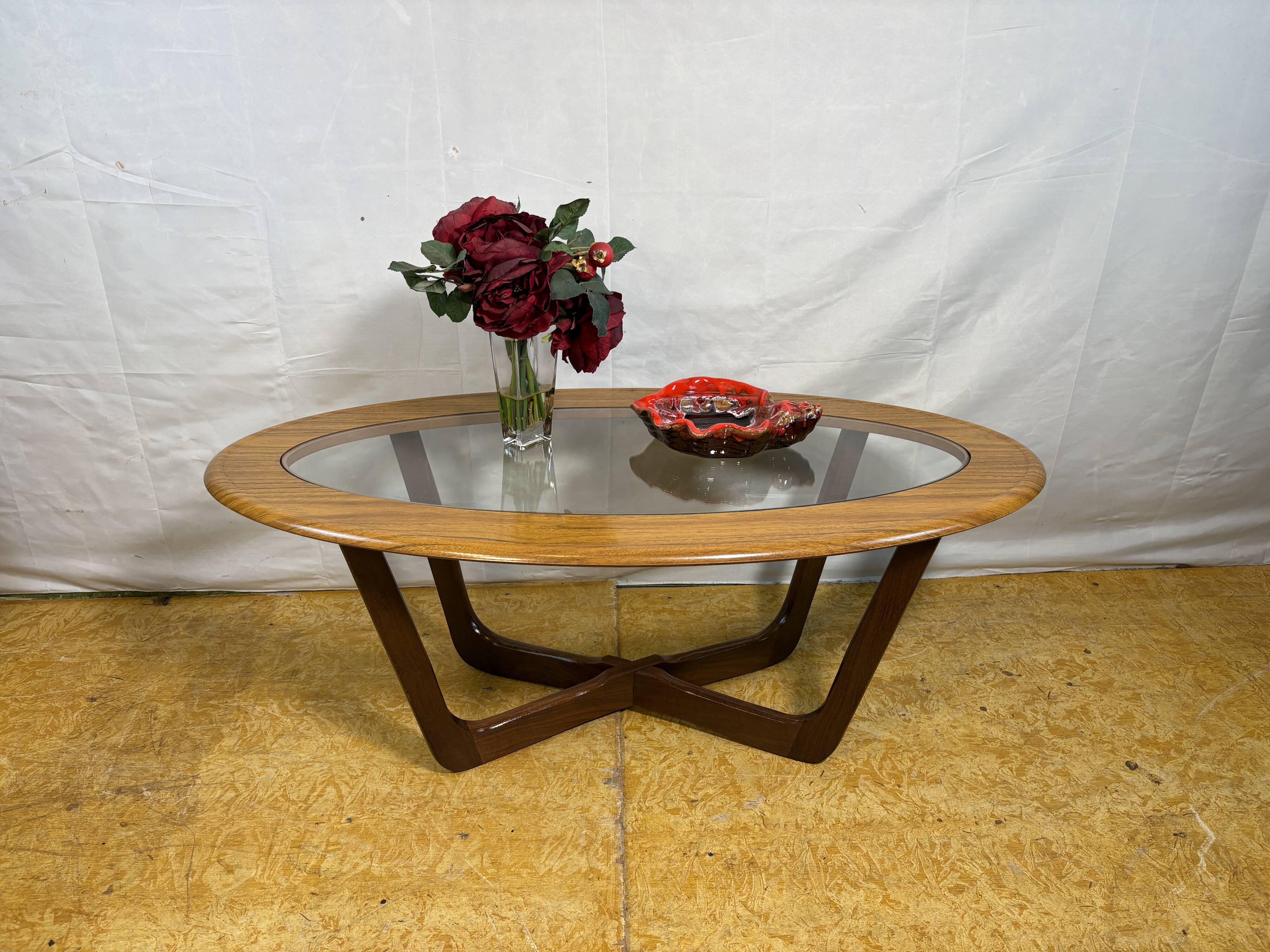 Mid-Century Retro Vintage Coffee Table by Schreiber   Formica Top • Glass D