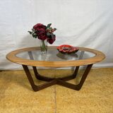 Mid-Century Retro Vintage Coffee Table by Schreiber   Formica Top • Glass D