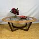 Table basse rétro vintage des années 50 par Schreiber, plateau en Formica • Verre D