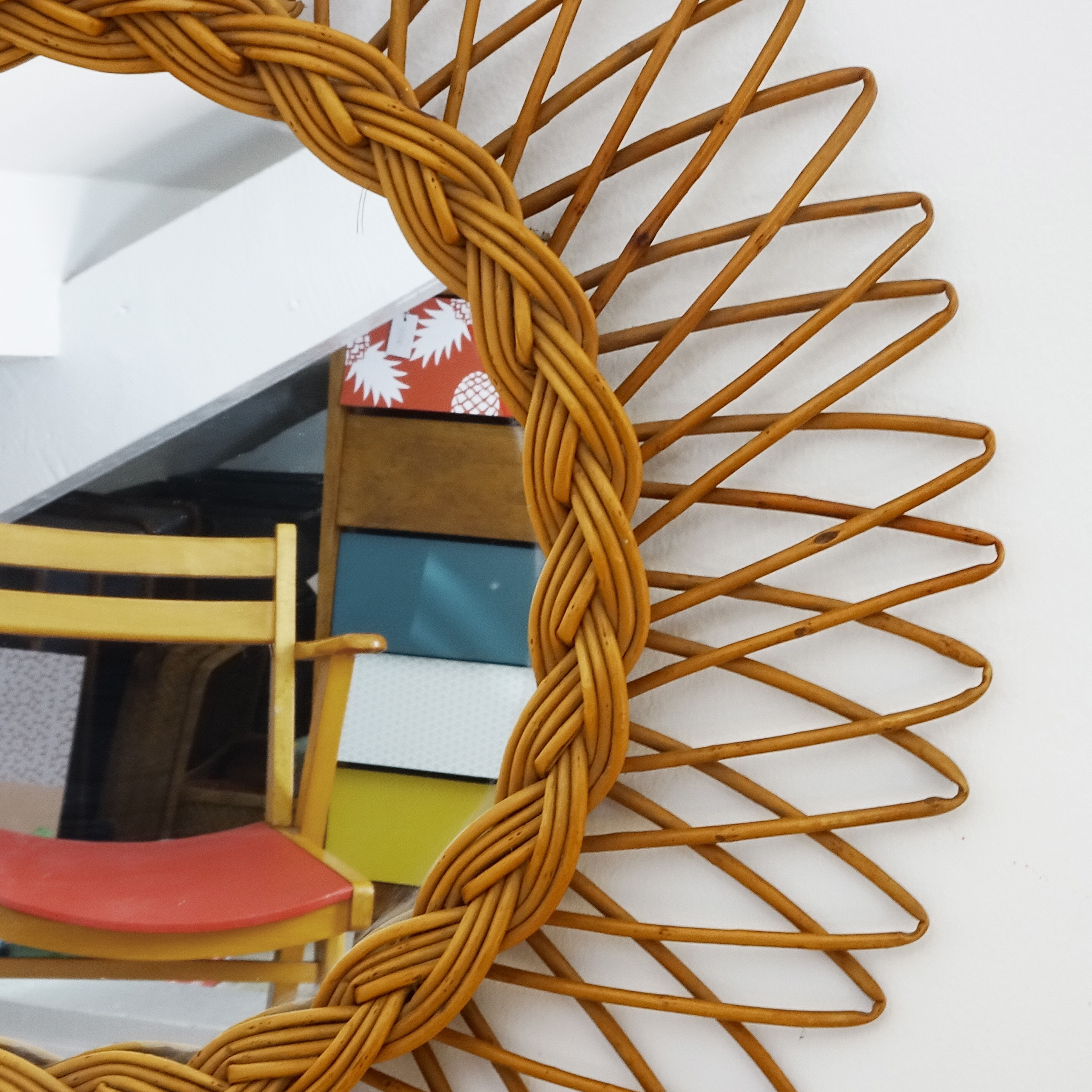 Mirror rattan 55x55cm