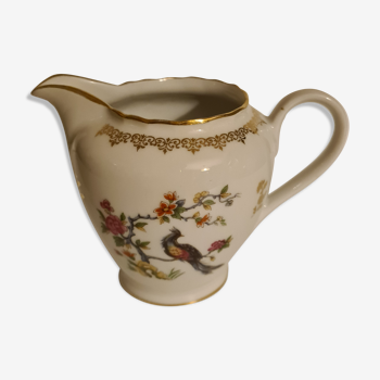 Pot à lait porcelaine royale décor floral et paon