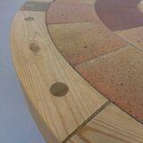 Large pine and ceramic coffee table by Lisbeth Sallingboe for Sallingboe, Denmark, 1970s.