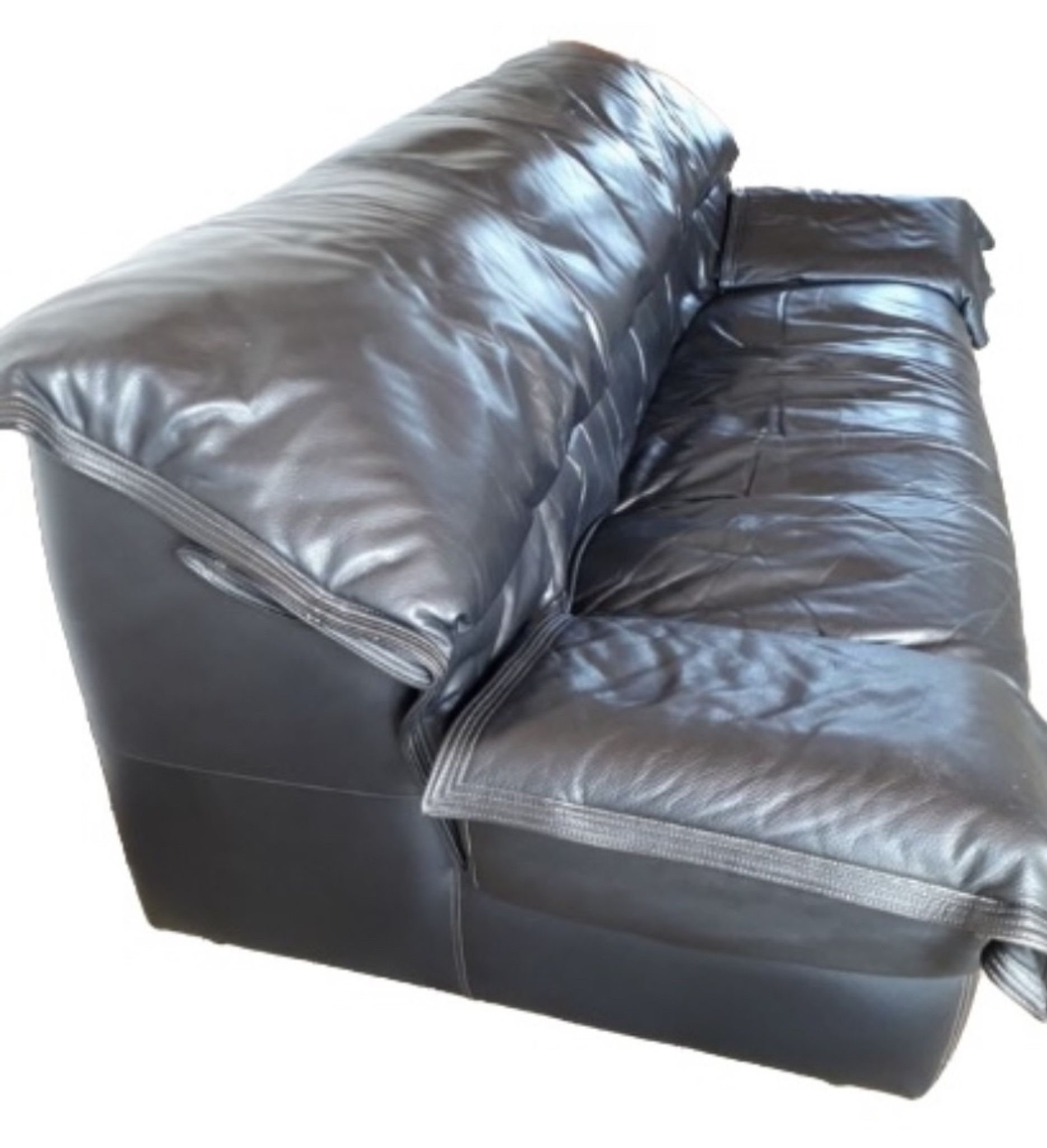 Ligne Roset black leather sofa