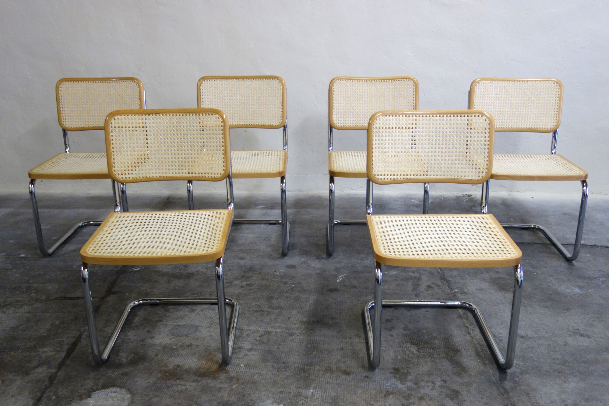 Série de 6 chaises Cesca B32 Marcel Breuer Italie