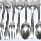 Set of 6 silver-plated Art Deco table spoons and 6 forks ARGENTAL near Boreal 21cm