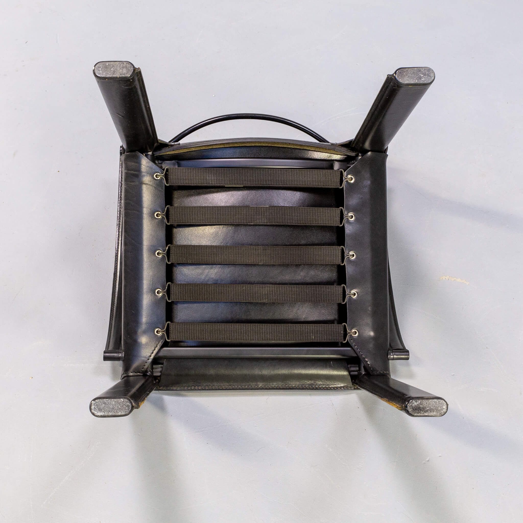 Carlo Bartoli black leather dining chair for Matteo Grassi set/4