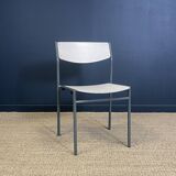 Pair of gijs van der sluis chairs white wood grey legs netherlands 1970s