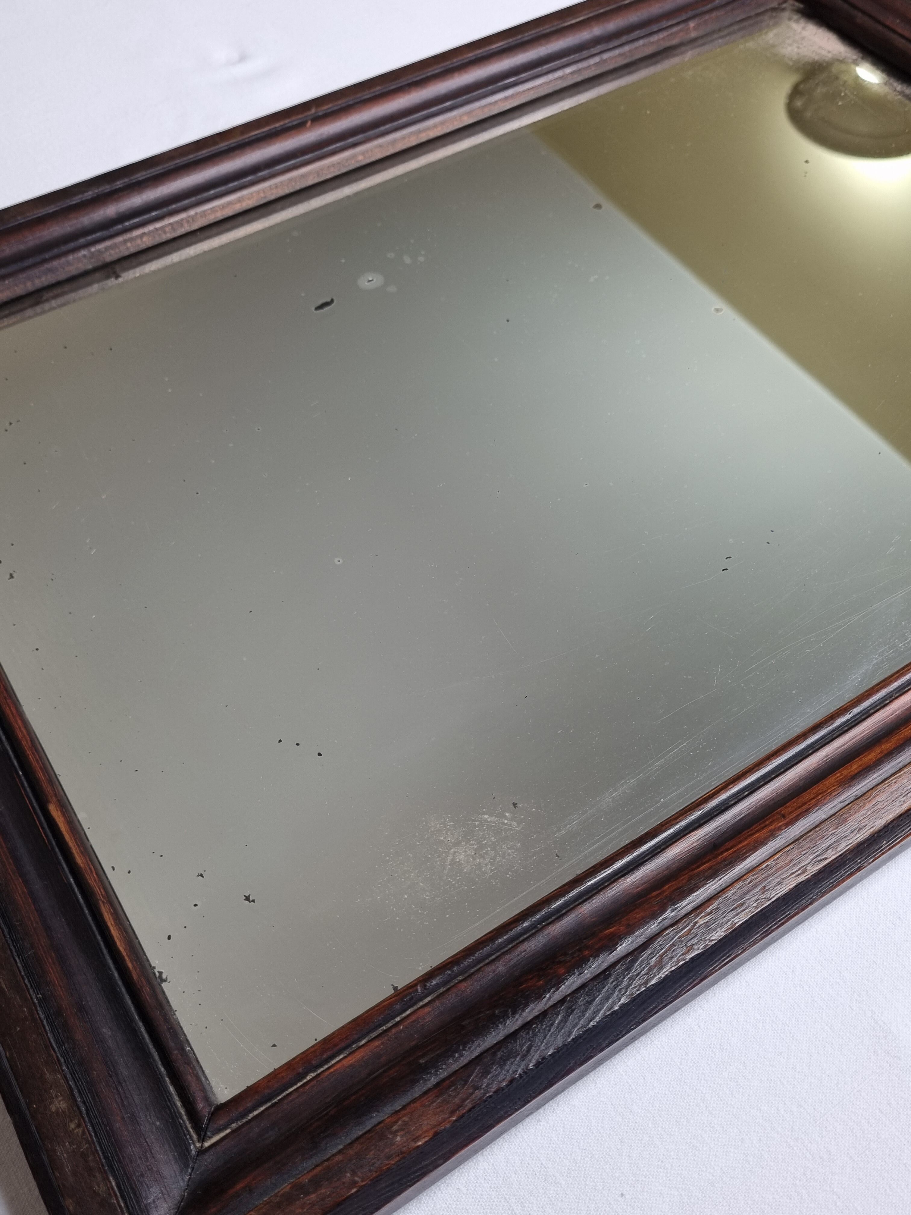 Old rectangular mirror, wooden frame 51x37cm