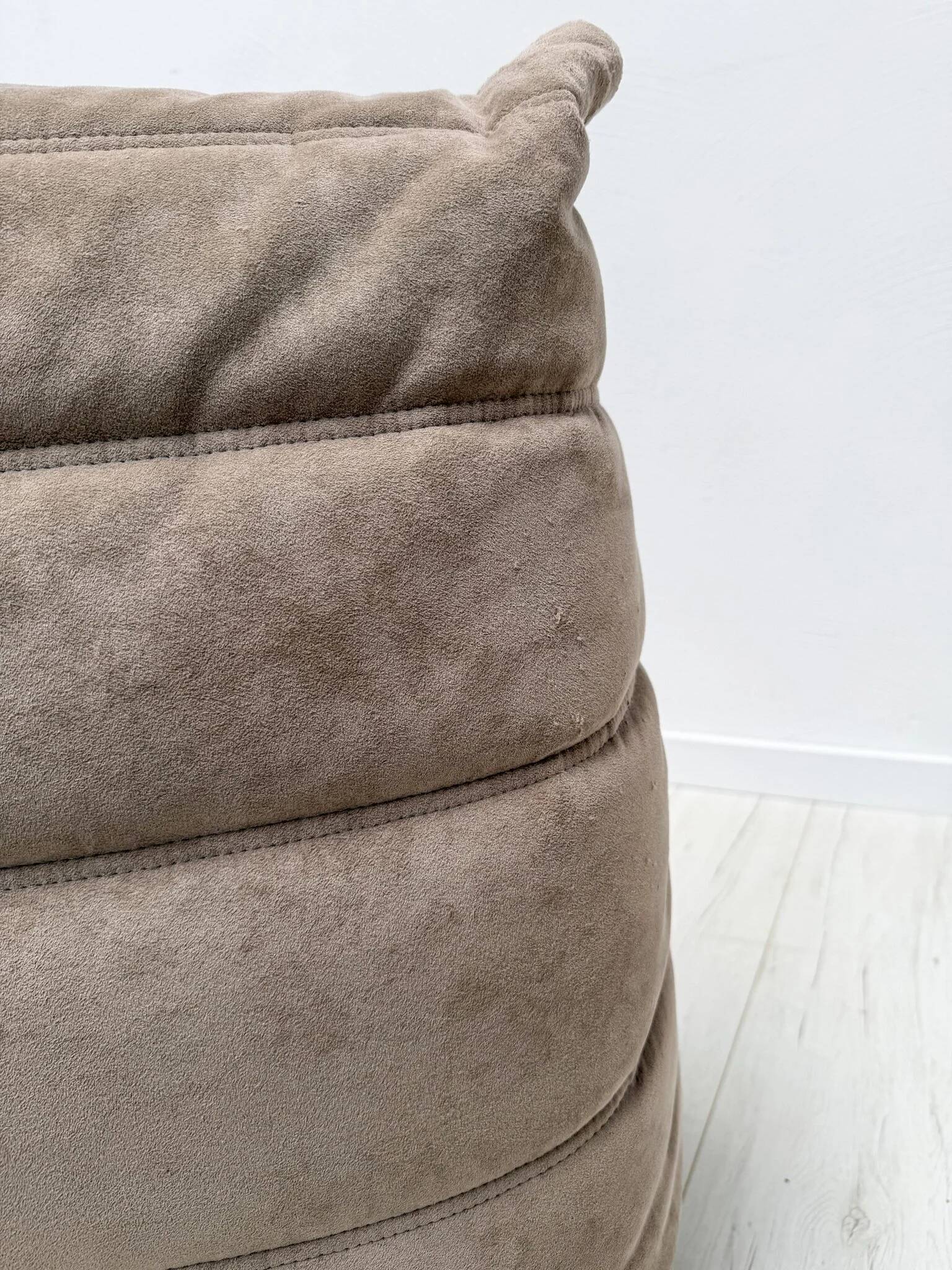 1990s vintage original taupe Alcantara Togo 2-seater by Michel Ducaroy for Ligne Roset