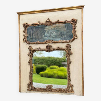 Miroir trumeau, huile sur toile et bois doré, XVIIIème siècle