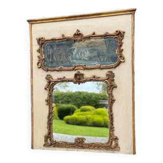 Miroir trumeau, huile sur toile et bois doré, XVIIIème siècle