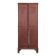 Red painted metal workshop locker with two doors.
