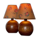 Paire de lampes boules en bois vintage