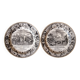 Set of 2 talking plates by Montereau Lebeuf Thibault 19th century