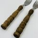 Vintage cutlery set 22 pieces wooden style handles
