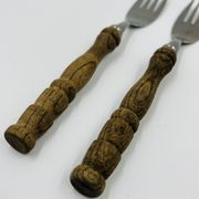 Vintage cutlery set 22 pieces wooden style handles