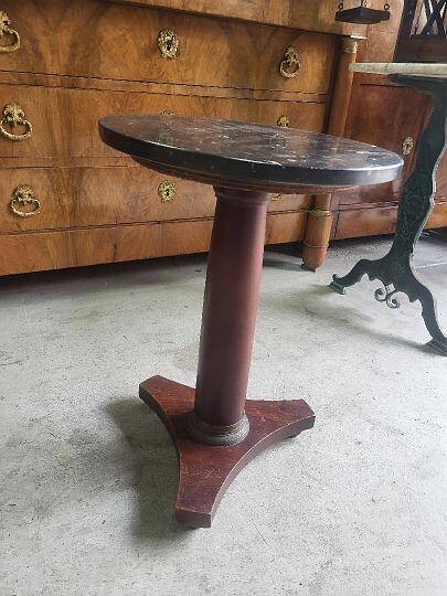 Small empire pedestal table or sellette in mahogany with marble top