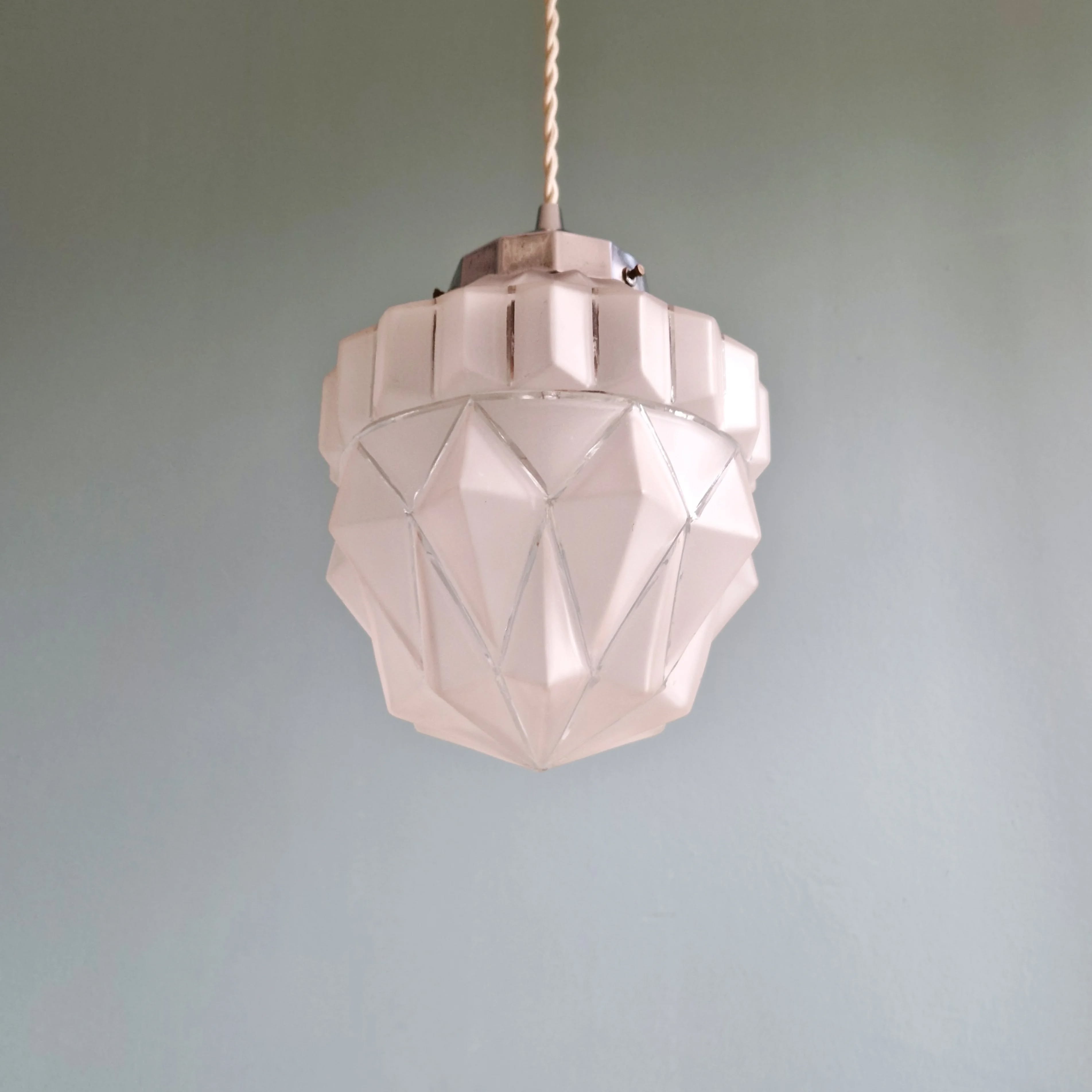 Art Deco frosted glass pendant, 1920s-30s
