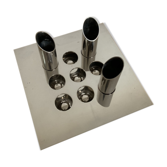 Chrome Vase by Mario Faggian Space Age Italy 70