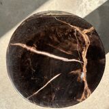 Side table in black petrified wood with light streaks h: 27,5cm d:18,5cm