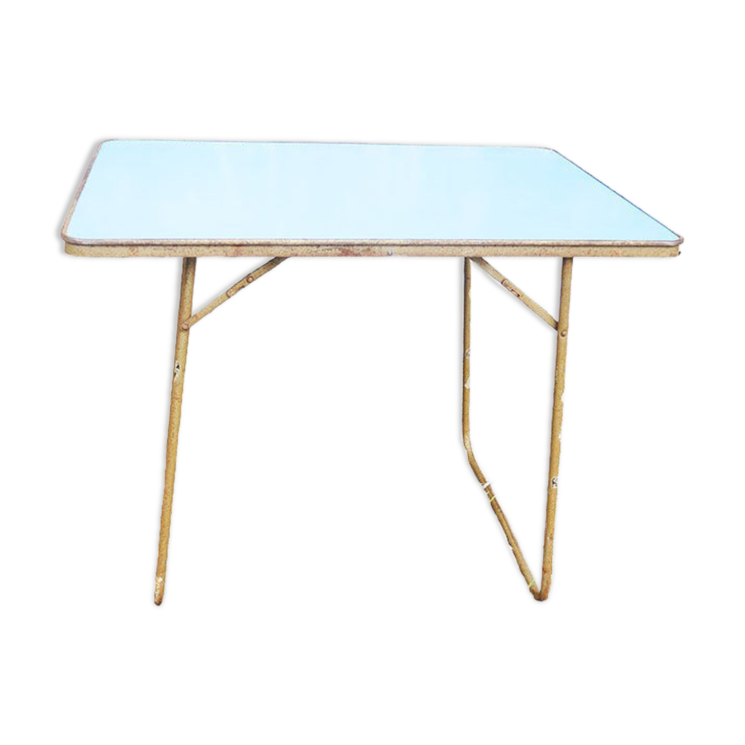 Old Foldable Camping Table Turquoise Blue