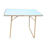 Old Foldable Camping Table Turquoise Blue
