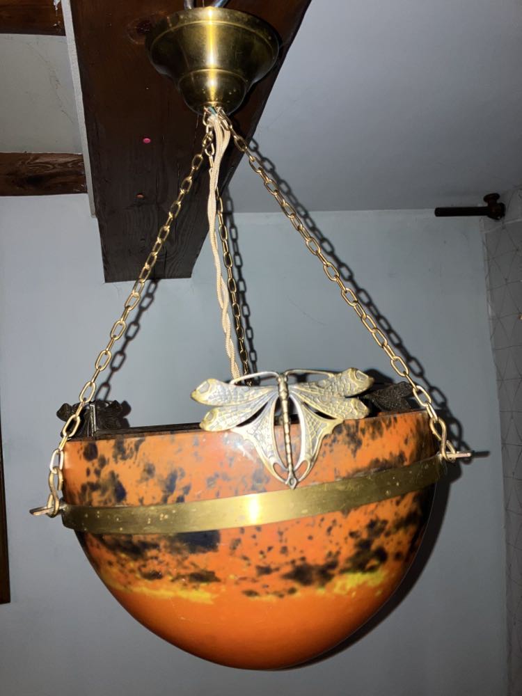 Suspension glass paste signed tief décor dragonfly