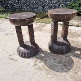 Set of 2 Small African Bamileké Stools