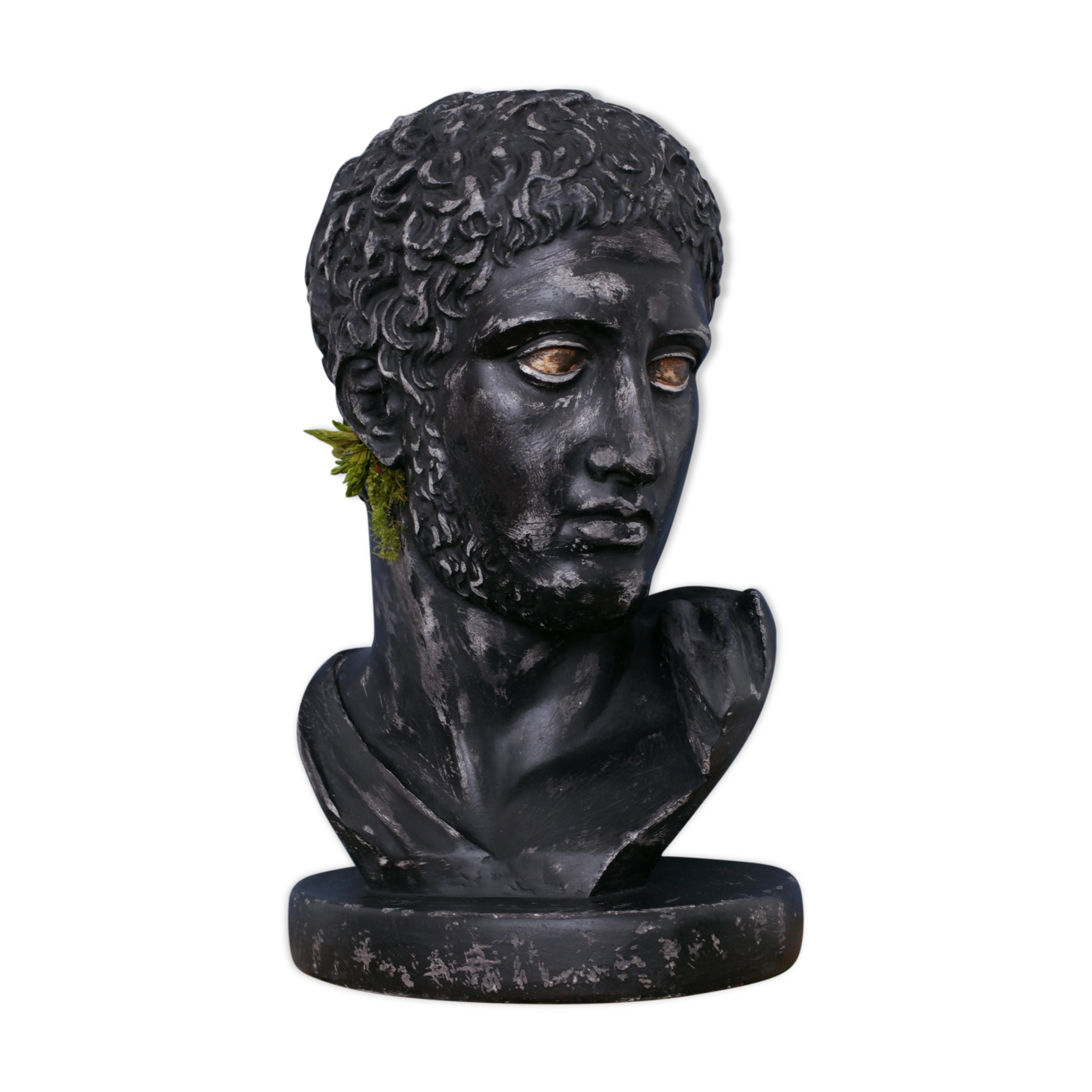 Greek head in waxed black plaster
