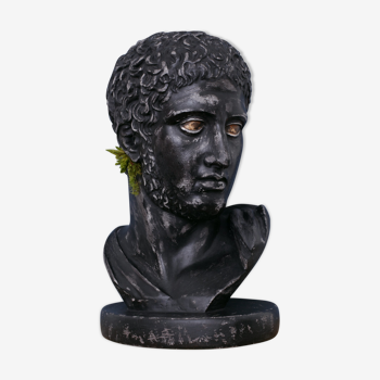 Greek head in waxed black plaster