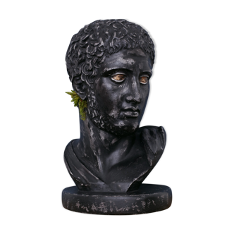 Greek head in waxed black plaster