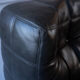 Ensemble de Salon Kashima Vintage en Cuir Noir par Michel Ducaroy pour Ligne Roset, 1976, Set de 3