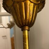 Golden brass chandelier and glass