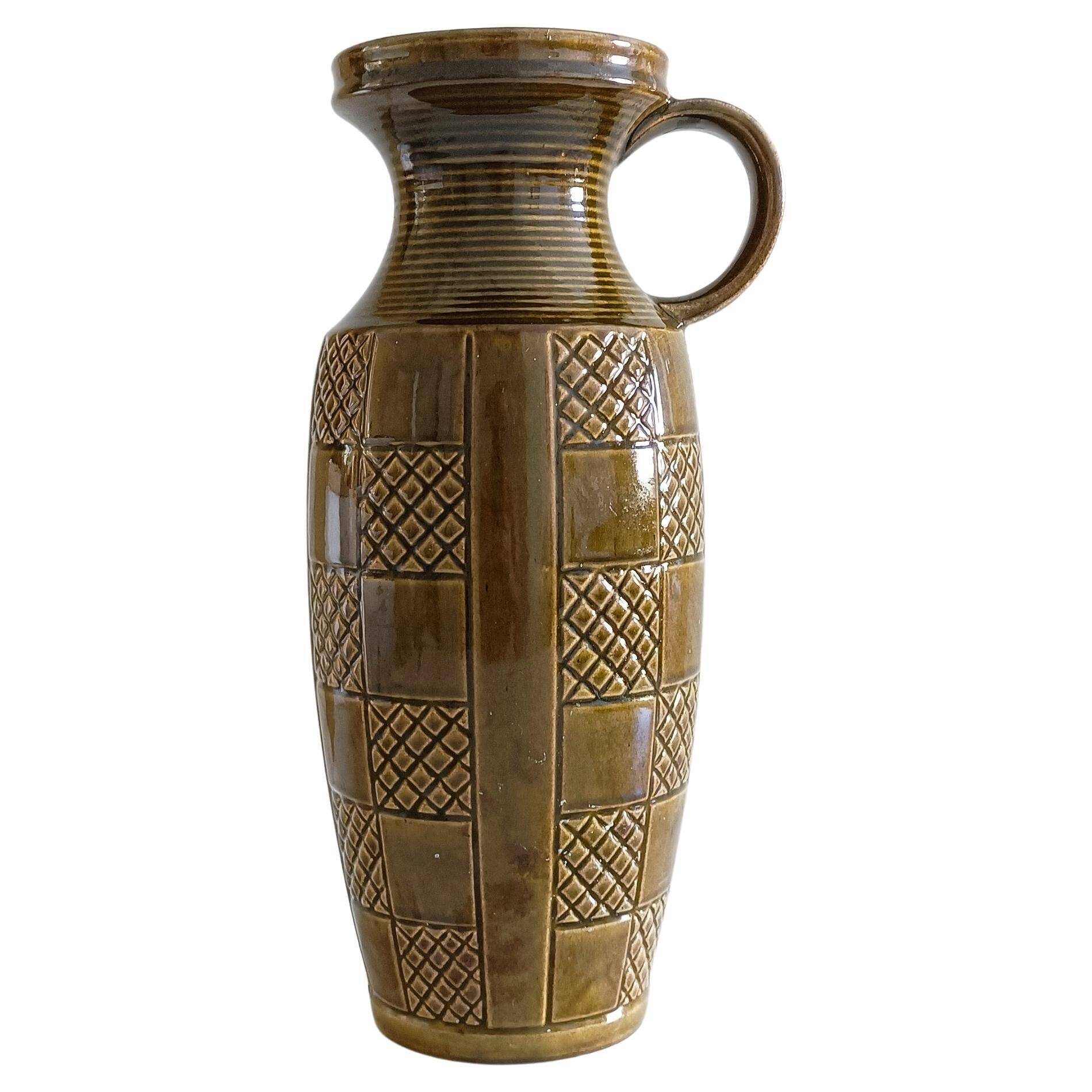 Mid Century West German Ceramic Large Handled Vase by Scheurich, 1950s