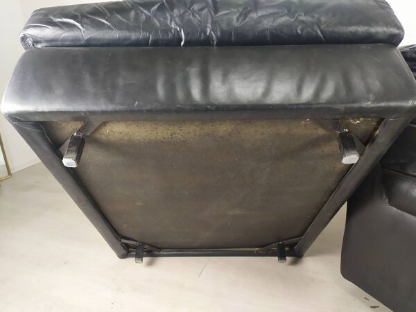 paire De fauteuils 1970 cuir Noir