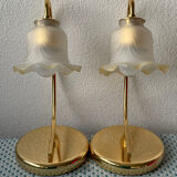 Pair of vintage 80s flower lamps