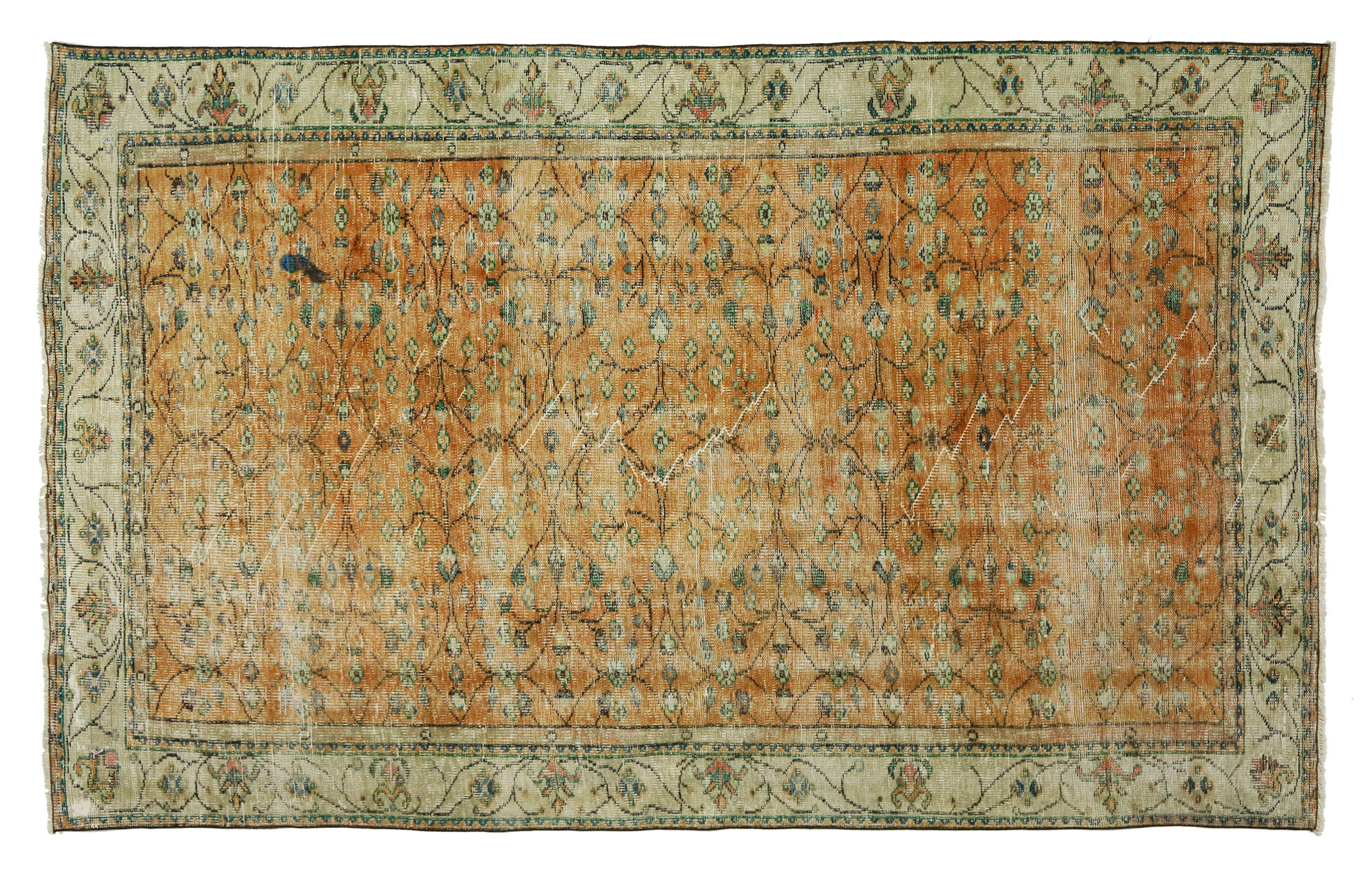 Anatolian handmade vintage rug 275 cm x 168 cm