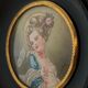 Miniature peinte à la main d'apres Fragonard cadre en bois vers 1900