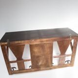 Antique French coat rack with mirror in art deco style circa 1930