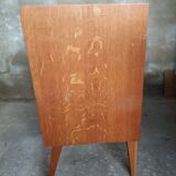 Commode vintage en rotin pieds compas