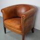Fauteuil club vintage hollandais en cuir couleur cognac
