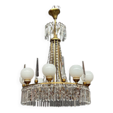 Empire style chandelier. Solid crystal, bronze.