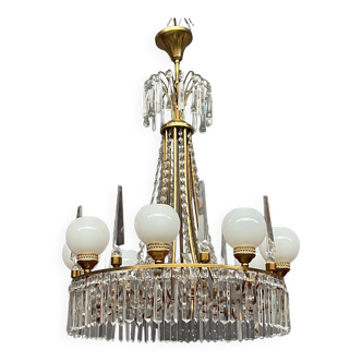 Empire style chandelier. Solid crystal, bronze.