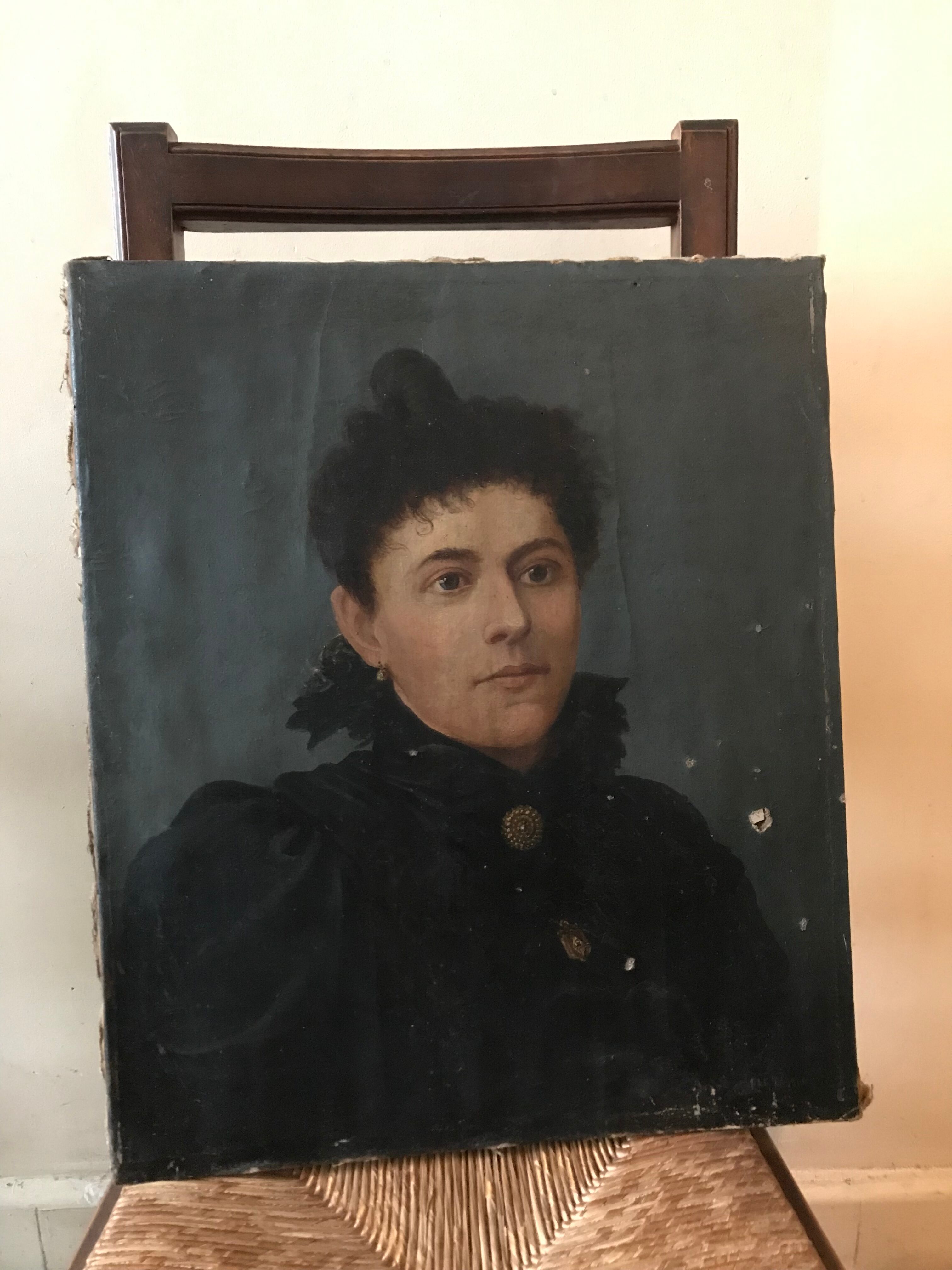 Oil portraits on canvas 19th century