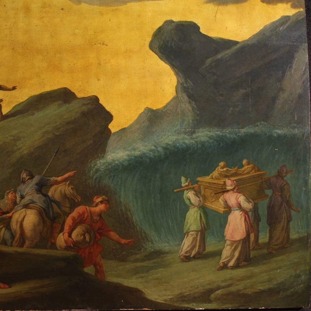 18th-century Italian panel painting, the Crossing of the Jordan