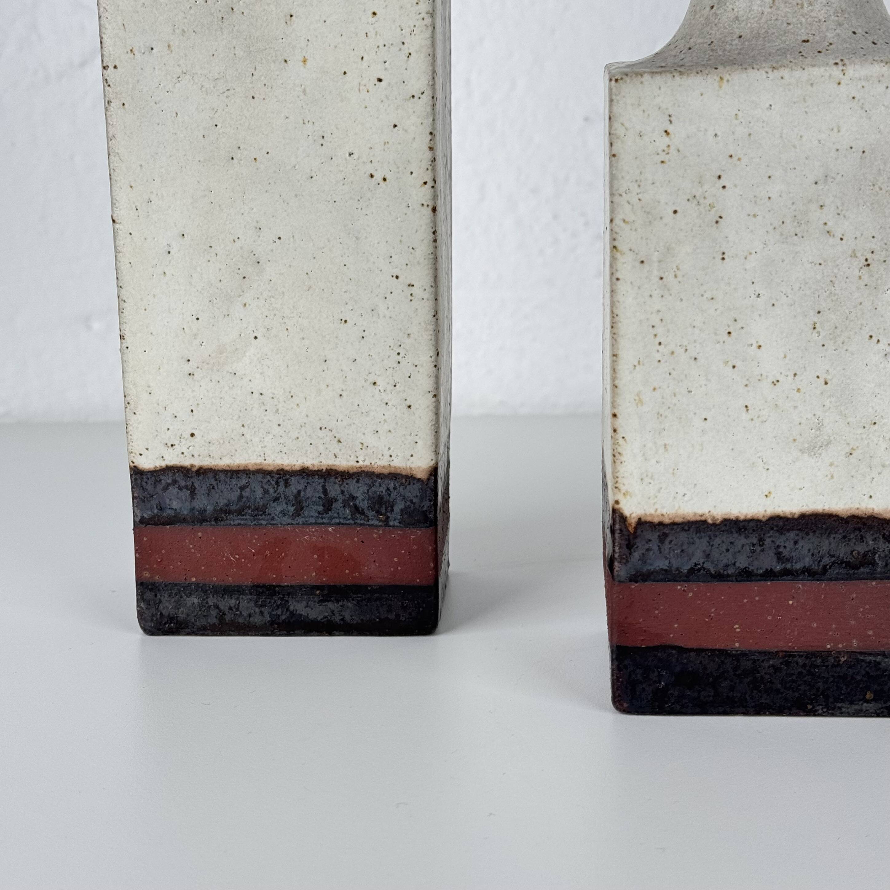 Rare Bruno Gambone Ceramic Monofiore Vase Trio, Italy – Mid-20th Century