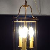 Metal dore 3 lumieres chandelier with glass chase