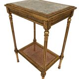 Louis XVI style pedestal table in gilded wood and marble top