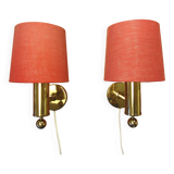Pair of golden Scandinavian wall lights by Bergboms